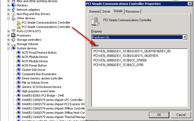 Pci simple communications controller doesn